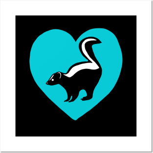 Skunk Blue Heart for Skunk Lovers Posters and Art